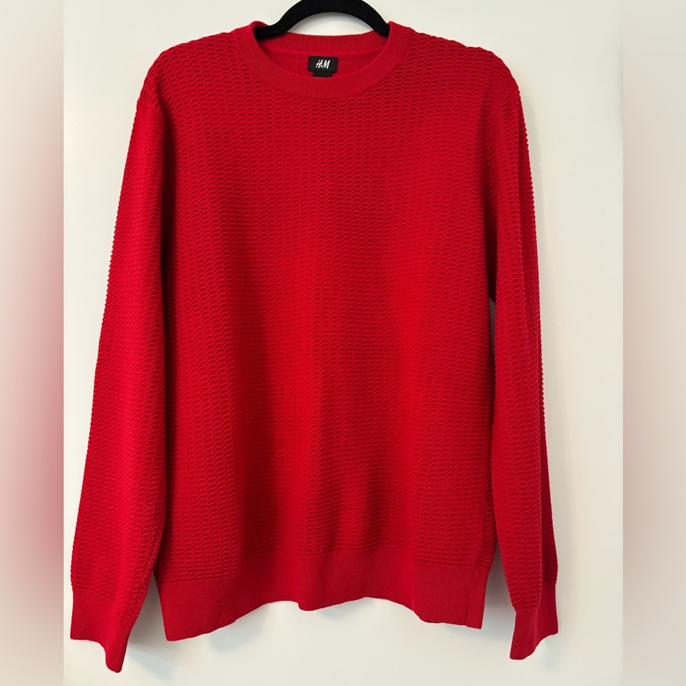H&M | Men’s Red Crewneck Knit Long Sleeve Sweater M